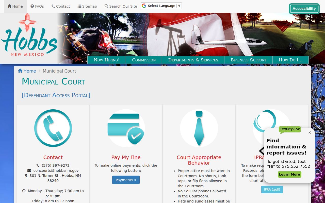 Hobbs resident lookup Municipal Court records request source